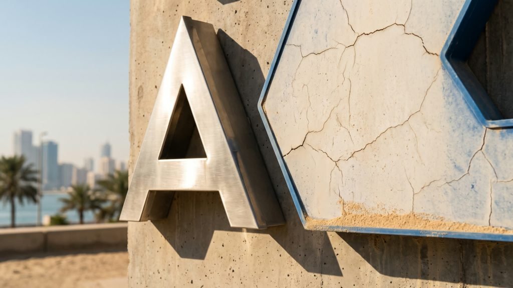 Signage materials that survive UAE heat, sun and salt